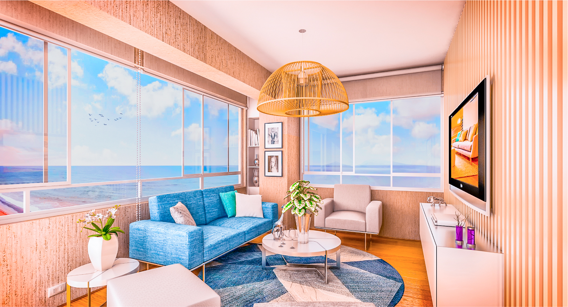 sala con vista al mar